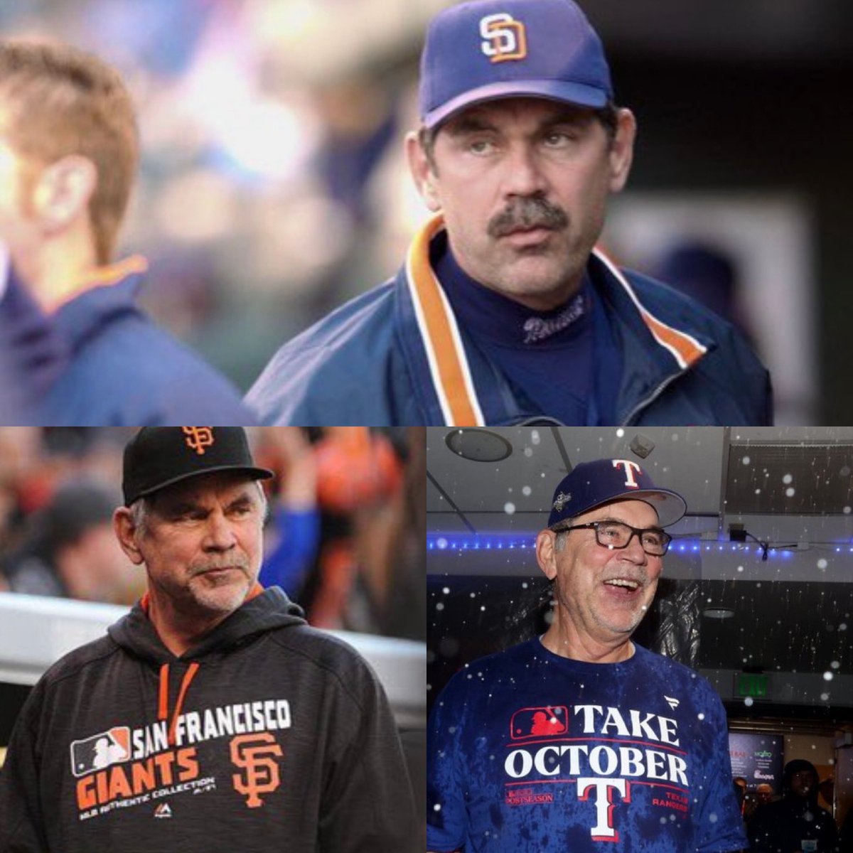 mlbelites_'s tweet photo. Bruce Bochy is the first manager in MLB history to win a pennant with 3 different teams. https://t.co/3dcCRJ8IHz