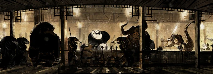 Concept art by Jon Klassen and Nicolas Marlet for Kung Fu Panda 2 (2011), dir. Jennifer Yuh Nelson, DreamWorks Animation 