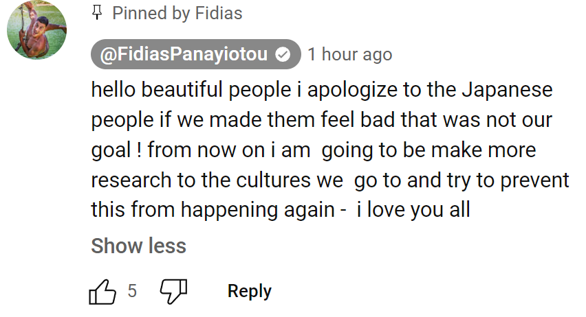 無賃旅行のYouTuber Fidiasが騒動をうけて謝罪
<a href="/Fidias0/">Fidias Panayiotou</a>
そんなつもりはなかった、今後は文化を調べて二度と起こらないようにするとのこと
無賃乗車や無銭飲食が文化？？？
#fidias #無銭旅行 #迷惑系配信者