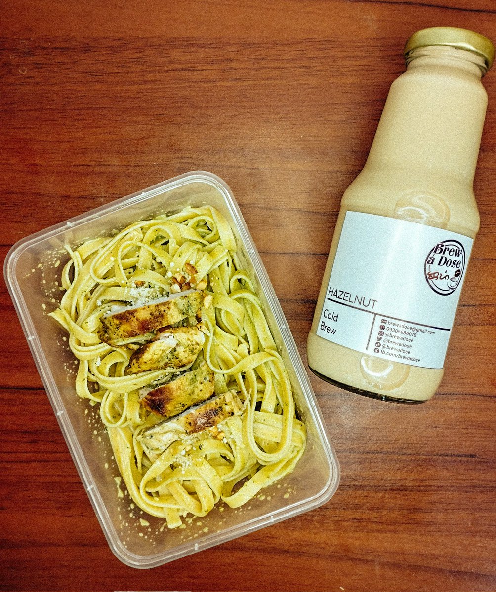 BrewADose's tweet photo. Prepare your taste buds, folks!
This unexpected pairing of Pesto pasta and Coffee will have you questioning all your food norms.

#CreamyPestoPastaWithGrilledGarlicLemonChicken #CreamyPesto #PestoPasta #CreamyPesto #GrilledGarlicLemonChicken #Coffee #Kape #ColdBrew https://t.co/iGHB8cS4PO