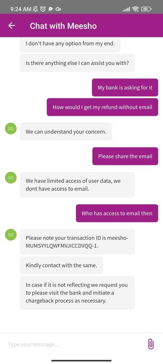 6nehanegi's tweet photo. @Meesho_Official @meesho_support Why can't you guys share one simple email confirming the refund? My bank is asking for it and it has been 6 days I have been requesting you guys to share one simple email! Where is my refund?

#meesho #whereismyrefund #onlinesh https://t.co/0aLC1MtZV5