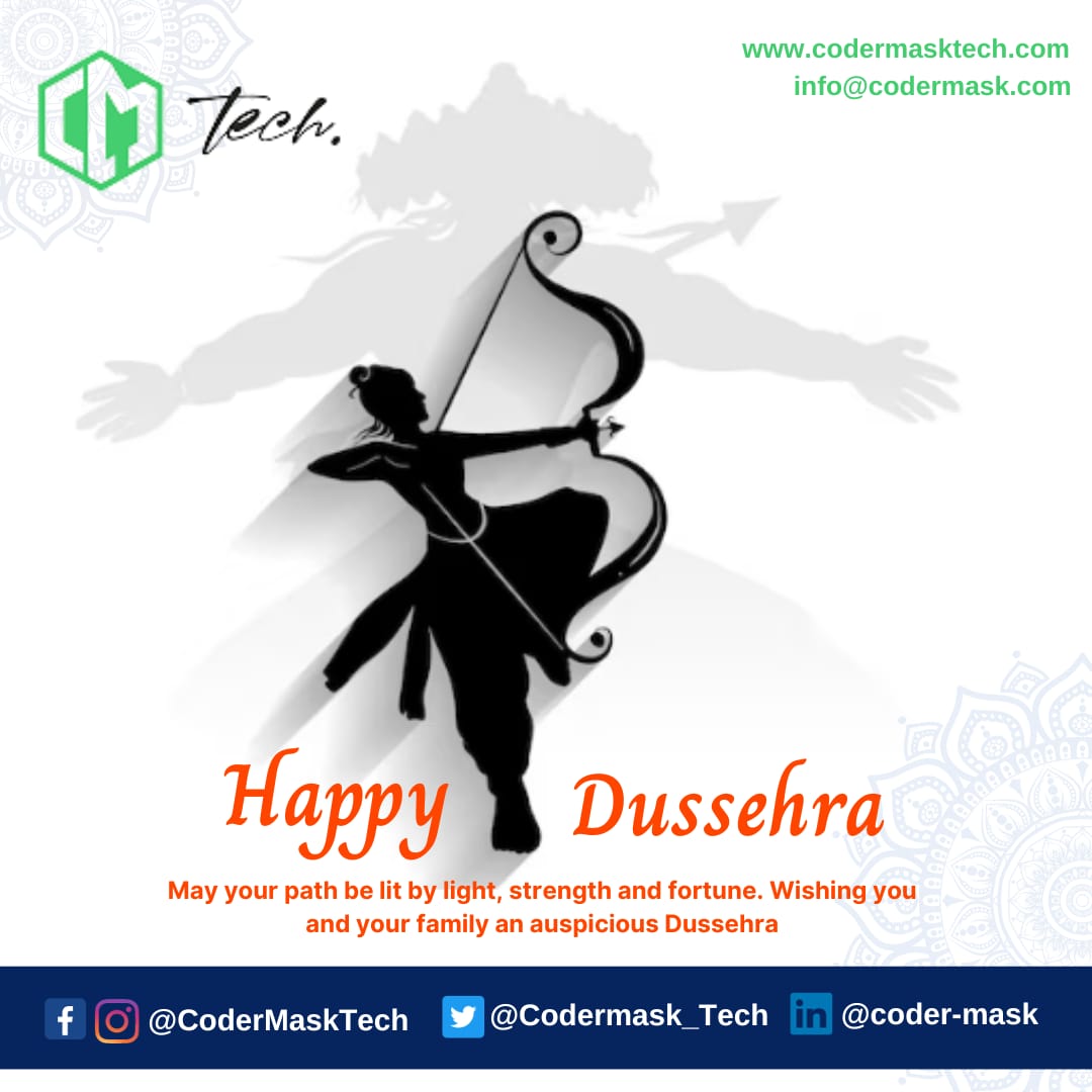 Codermask_Tech's tweet image. May your path be lit by light, strength and fortune. wishing you and your family an auspicious Dussehra.

HAPPY DUSSEHRA

#CoderMaskTech #HappyDussehra #dussehra #dussehraspecial #festival #indianfestival #celebration #vijayadashami #ravan #dussehrawishes #ram #Dussehrafestival