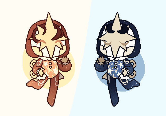 emptydoorways's tweet photo. pollux and castor (pre-abstraction chibis) https://t.co/XUMh8SzvCQ