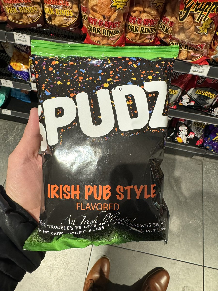williameier's tweet photo. Ran across this wild packaging recently. 

At first you think “SPUDZ, must be potato chips”. But you can’t see into the bag so it’s a guess. 

Then you think “SPUDZ, it’s also popcorn? Or are you potatoes that look like popcorn??” At least we can see into the bag. 

Oof 2/10 https://t.co/4eSMjNgJvK