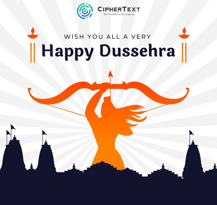 ciphertext_In's tweet photo. Wishing you a Dussehra filled with joy, love, and laughter. May you conquer your inner demons and achieve your goals. Happy Dussehra.
#HappyDusshera #Dussehra #ciphertext #CyberSecurity #ChatGPT #websecurity #webscrutiny #CipherText_in #consulting #hiring #AIML #DataScience https://t.co/v3eTbsBv9U