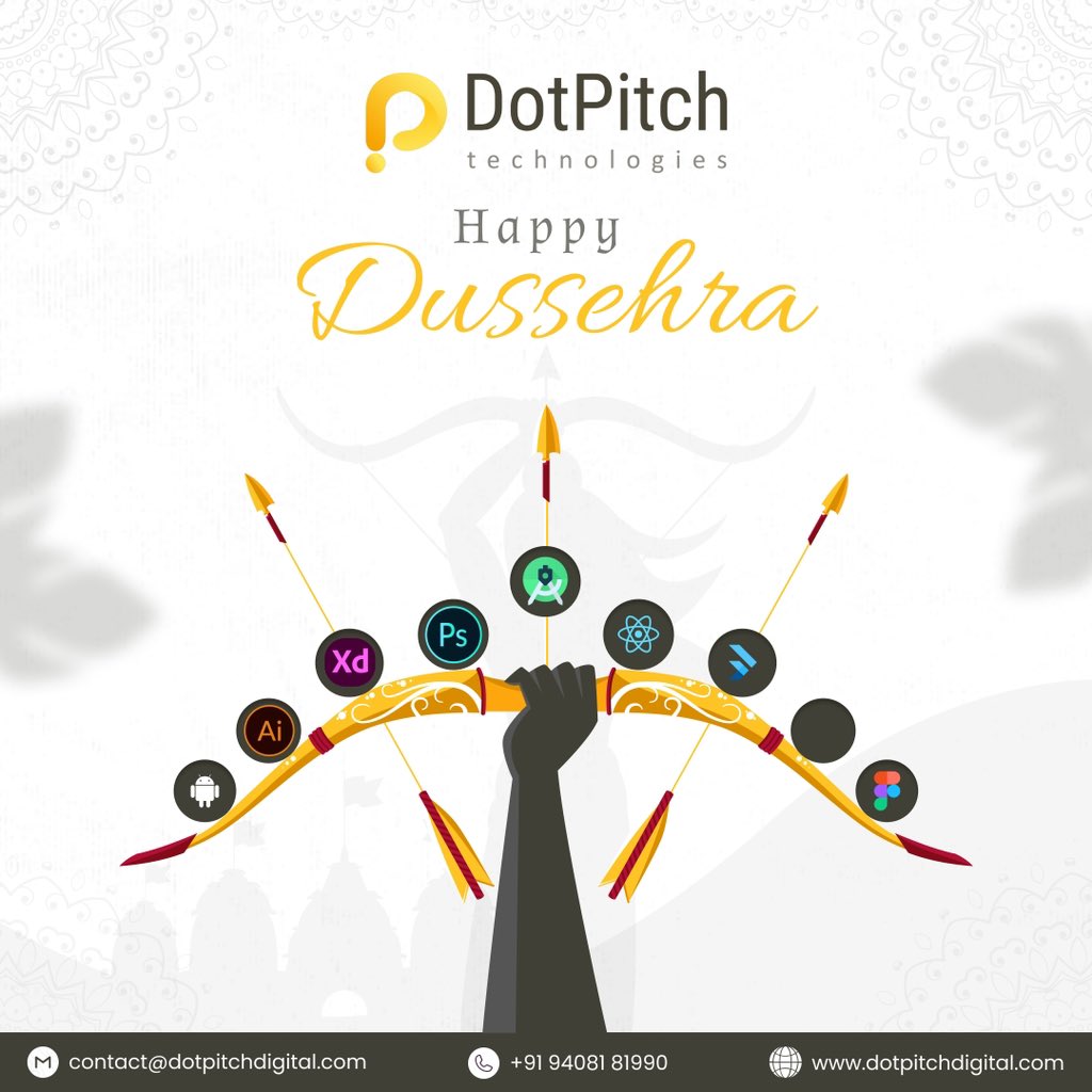 DotpitchT's tweet image. Dussehra - a time to embrace new beginnings and let go of the past.  

#dotpitchtechnologies #dotpitch
#HappyDussehra #FestivalOfVictory #DussehraBlessings #GoodOverEvil #FestiveVibes #DussehraJoy  #PositiveVibes #Dussehra2023  #LordRama #DussehraFestival