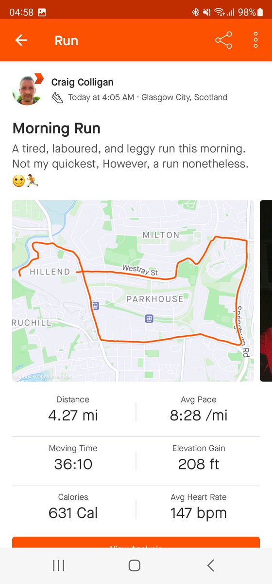 CraigRGNDem's tweet photo. A #tired, laboured, and leggy run this morning. Not my quickest, However, a run nonetheless. ππ
#running #heavylegs #morning #active #fitness https://t.co/8CSJuEtm9r