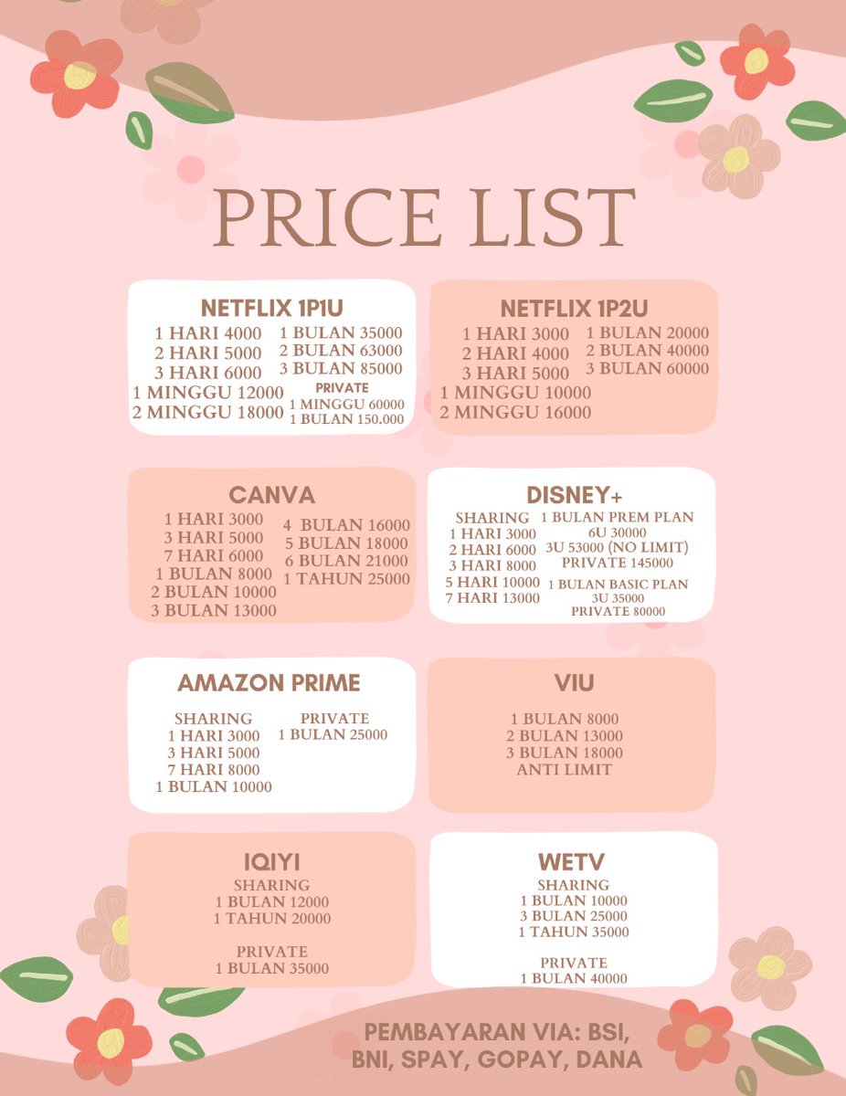 yang mau bisa langsung wa aku lebih aktif diwa ya ^^ #Netflix #DisneyPlus #CanvaPro #iQIYI #zonauang #zonajajan #zonaba