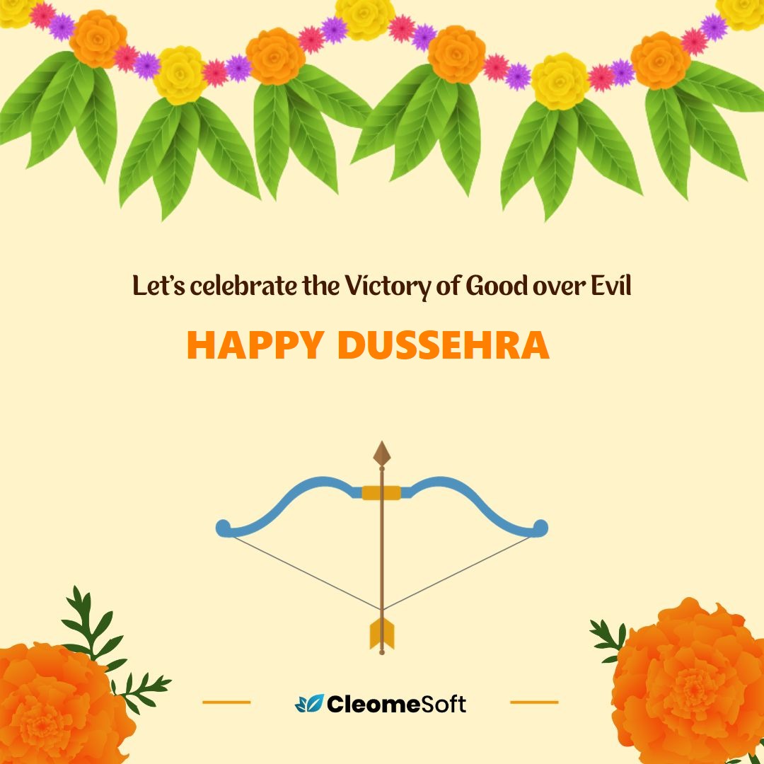 CleomeSoft's tweet photo. As we celebrate #Dussehra, let's remember the values of #truth, #righteousness, and #compassion that it represents. Happy Dussehra! https://t.co/C4yVTEItwM