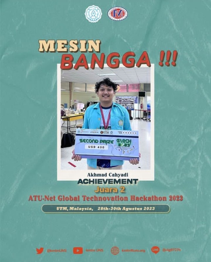 [MESIN BANGGA]

Bagaimana hasil perlombaan diajang ATU-Net Global Technovation Hackathon 2023 yang berlangsung di UTM, Malaysia.

Cek informasi selengkapnya di :
instagram.com/p/CynFCyzPW-a/…