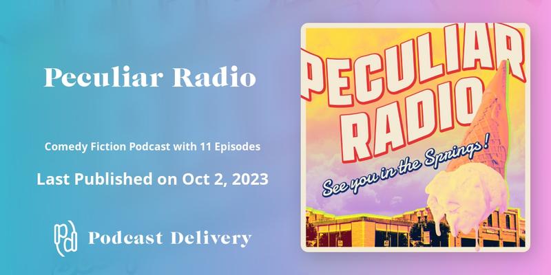 Podcast Delivery (@podcastdelivery) on Twitter photo Buckle up for a whirlwind ride with 93.3 WSCP-FM The Scoop, Peculiar Springs' radio royalty. When 15 seconds of silence threatens their station, the crew embarks on a peculiar adventure. Tune into <a href="/PeculiarRadio/">Peculiar Radio, an audio fiction series</a> by @lengthytangent. #podcastdelivery Buckle up for a whirlwind ride with 93.3 WSCP-FM The Scoop, Peculiar Springs' radio royalty. When 15 seconds of silence threatens their station, the crew embarks on a peculiar adventure. Tune into <a href="/PeculiarRadio/">Peculiar Radio, an audio fiction series</a> by @lengthytangent. #podcastdelivery