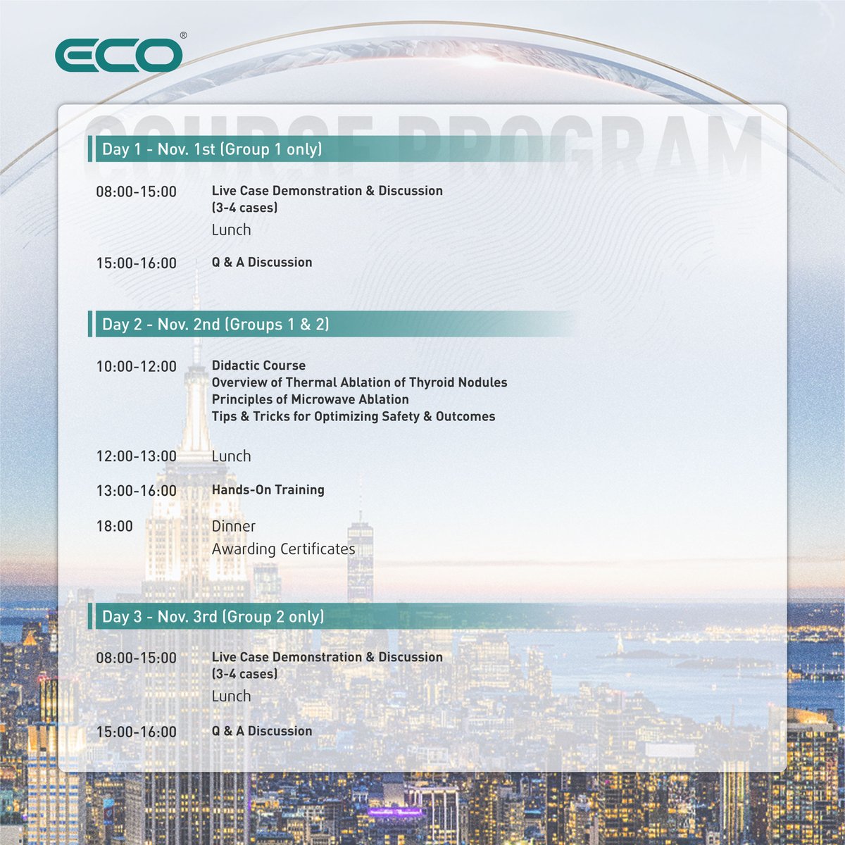 MicrowaveEco's tweet photo. #ECOUpcomingTrainingEvents
#ECOinUSA 🇺🇸

📢📢Coming Soon~

1st Microwave Ablation Master Class for Benign Thyroid Nodules led by Prof. Jennifer Kuo from Columbia University! https://t.co/aQqV2Opxdi