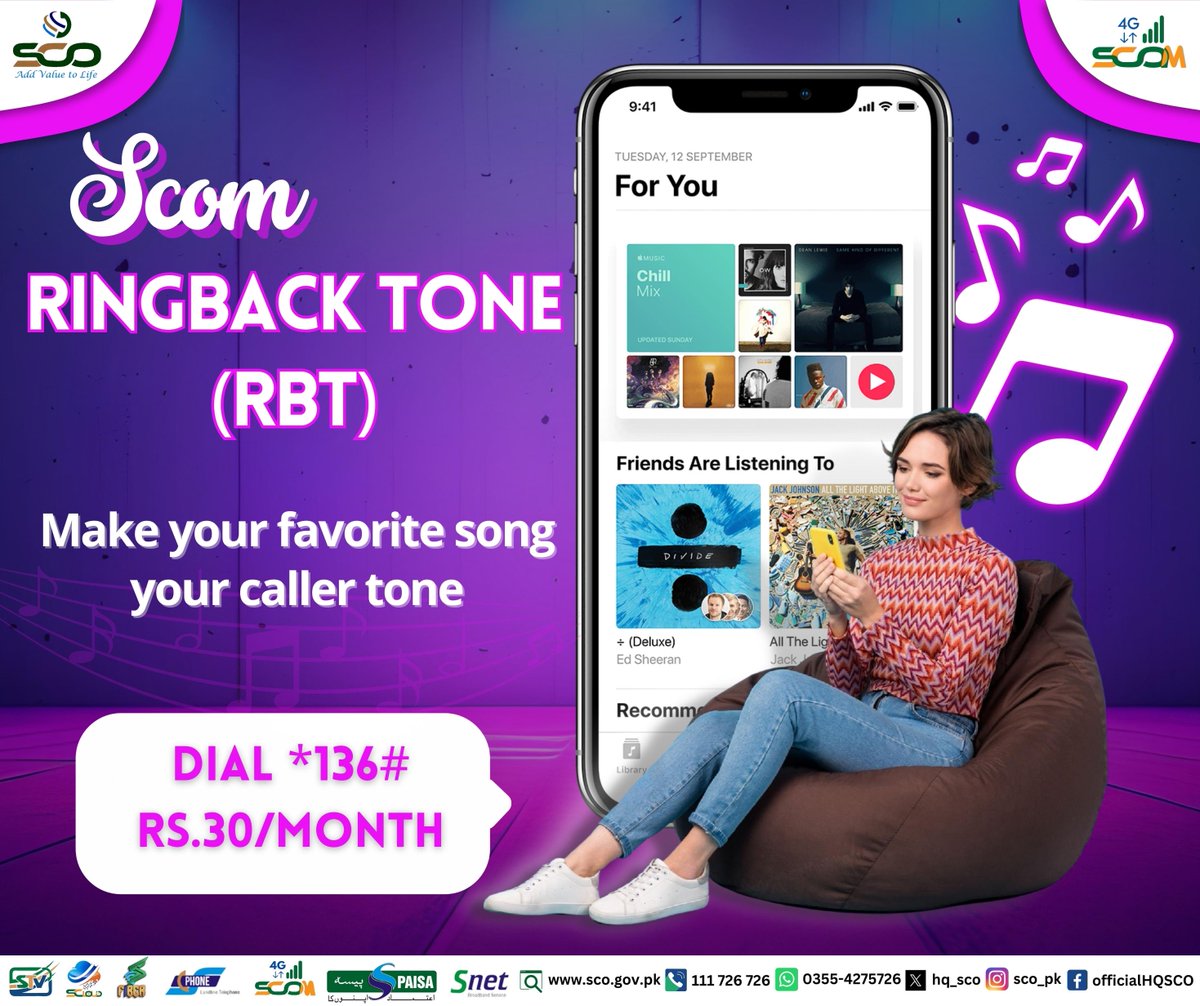 hq_sco's tweet photo. ✨Let your callers groove to their favorite tones while they wait for you. Customize your calling experience today and turn every call into a musical journey📱
#RingBackTone #VAS #scom #4G #service #MobileDeals #stayconnected https://t.co/PJdwLpRkFw