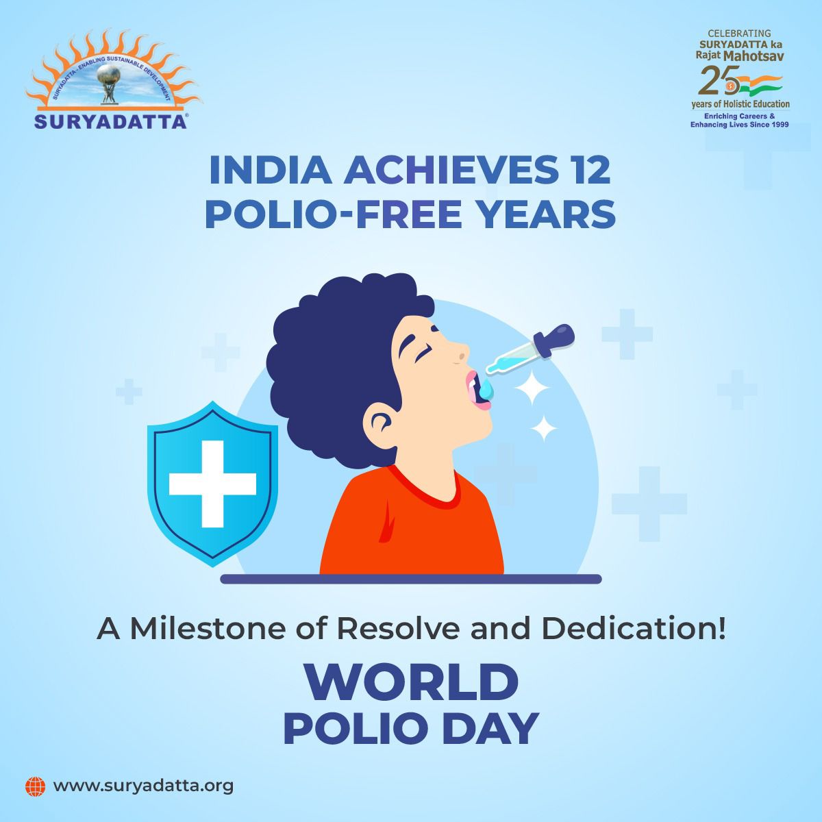 'India marks 12 years of being polio-free, a testament to relentless efforts in #publichealth. Let's applaud this triumph and continue the collective efforts towards a #healthier, disease-free nation. #SGI #WorldPolioDay #EndPolio #PolioEradication #VaccinesWork #PolioFreeWorld