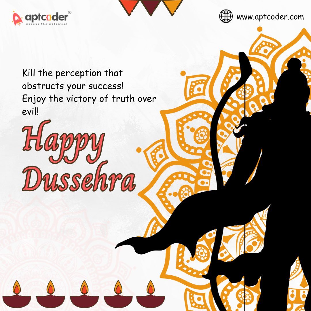 APTCODER's tweet photo. Happy Dussehra! May this festival bring you victory over all your challenges and fill your life with happiness and prosperity.❤️
.
.
.
.
.
#dussehra #dussehra2017 #dussehraspecial #dussehrawishes #dussehracelebration #dussehra2015 #dussehra2k17 #dussehra2016 #dussehraday https://t.co/g67AGNHcgu