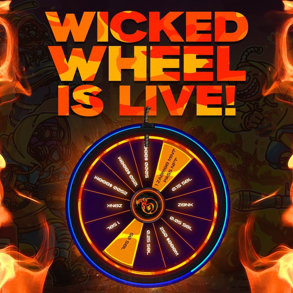 morningstar2404's tweet photo. Wicked wheel is an addictive game π£π₯π‘ won 2 zabmob passes. Hope to win SOL π€£π₯³ the chances of winning the zabmob passes are high. Just keep spinning. Stake ur Bombaz to get the $boom. #BOMBVICTION #SolNFTs #SolCommunity #BOMBAZ #BOOM #WICKEDWHEEL https://t.co/v8DMxd60g2