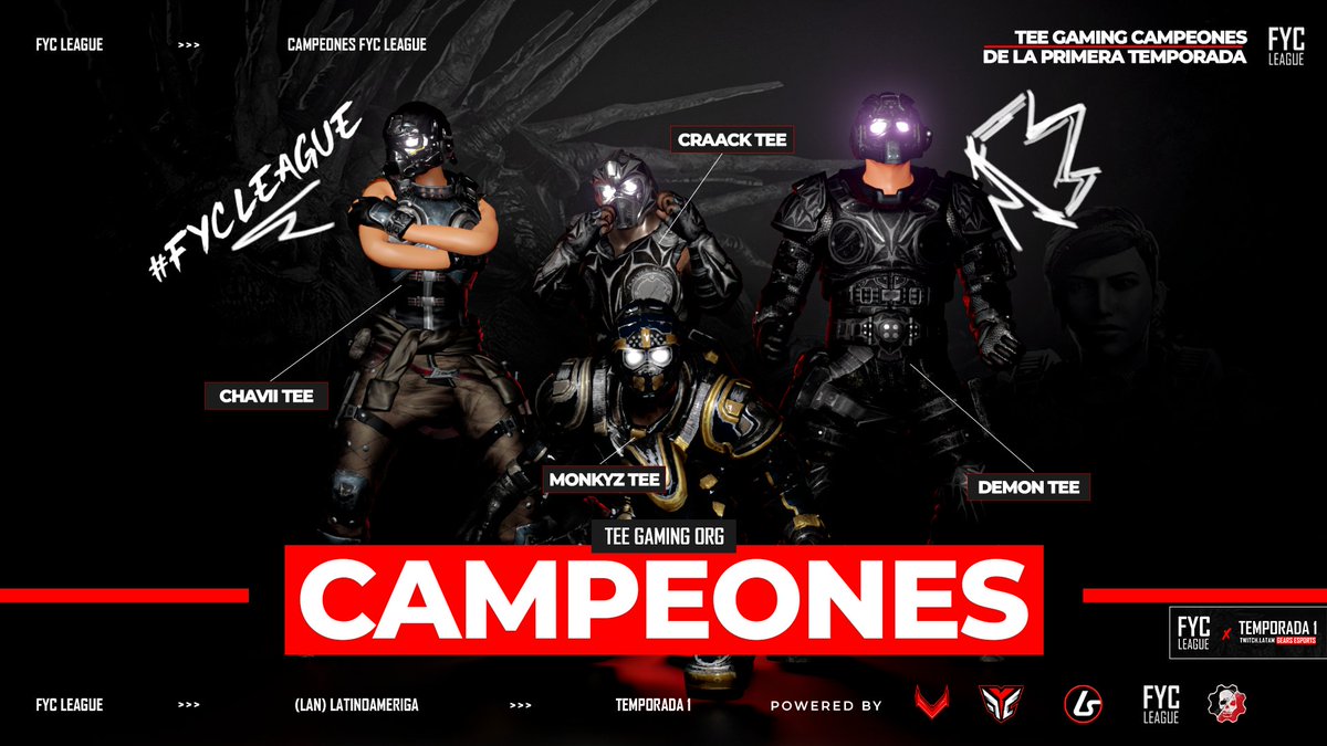 FYCEsports's tweet photo. 🏆¡@TeeGamingOrg CAMPEÓN DE LA FYC LEAGUE!🏆
Muchas gracias a todos por haber formado parte de este evento, vivimos un gran torneo 🔥💪🏽
#FYCLeague #FYCFAM https://t.co/LQpPS9B1Go