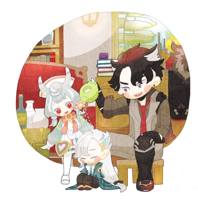 疲れて小さくなったさんの癒し担当と師長さん美味しいお水をぱしゃぱしゃ#リオヌヴィ #wriolette  