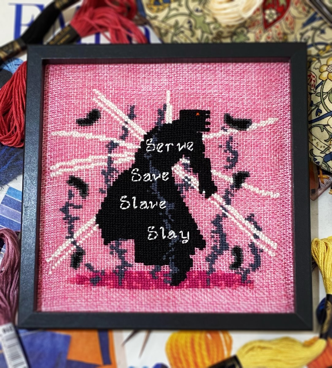 WoL_Cypress's tweet photo. Behold, I finished stitching my Living Shadow pattern!

You can get the pattern here if you'd like to try it yourself: https://t.co/zvajOIEeL4 https://t.co/jno7tRllUR