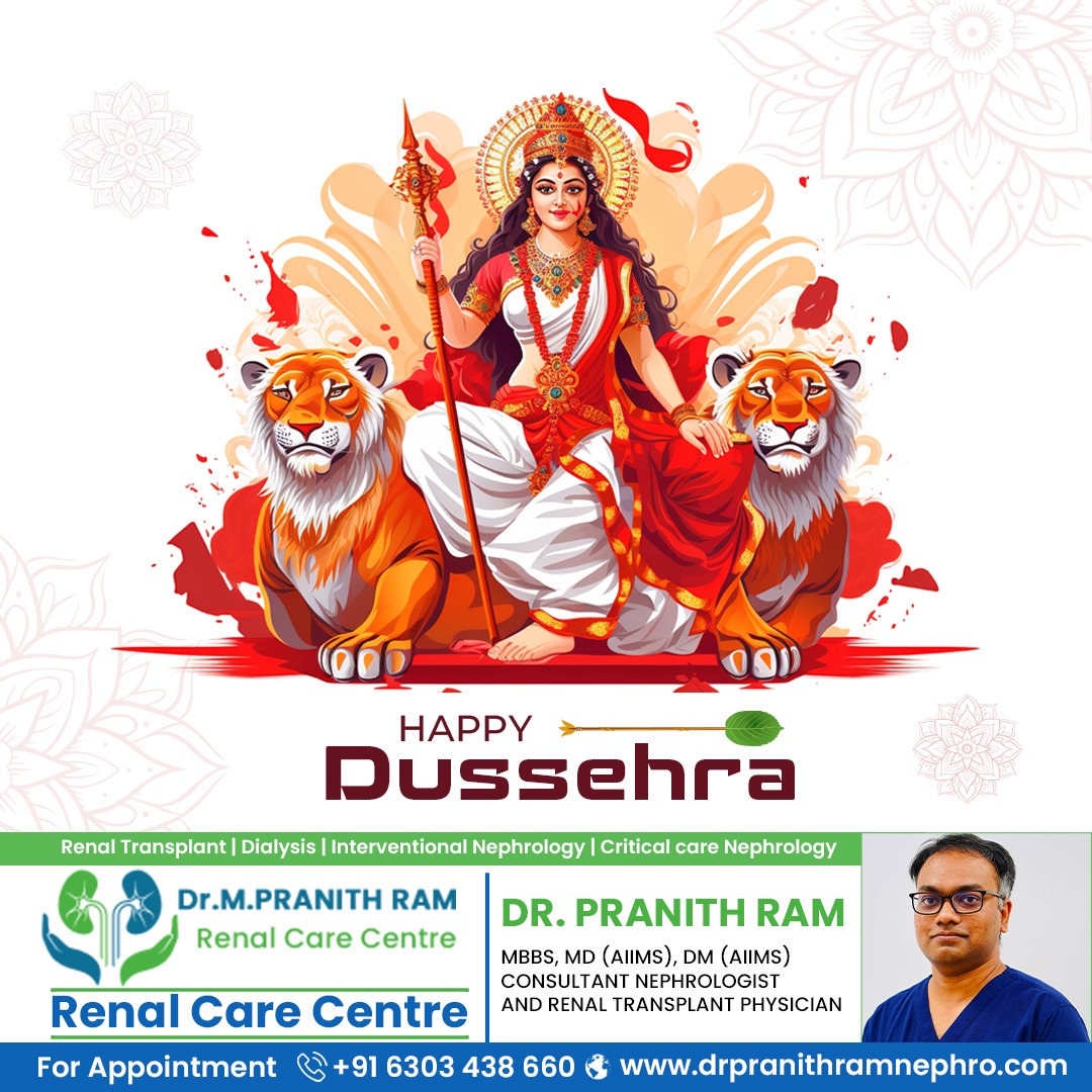 DrPranithram's tweet photo. Happy Dussehra, everyone! 

Today is a special day celebrating the victory of good over evil. Wishing you all happiness, peace, and success. Let's spread positivity and light in our lives. Have a blessed and cheerful Dussehra! 

#HappyDussehra #nephrologist #hyderabad https://t.co/2uibMCfH0b