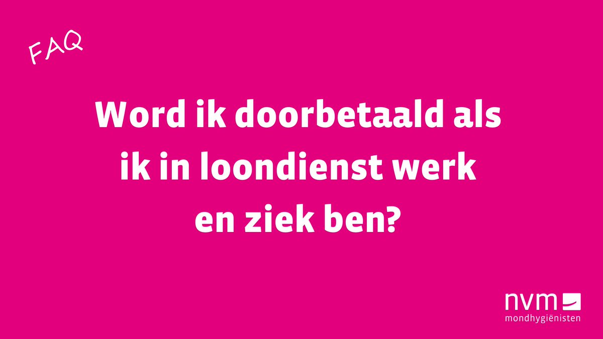 FAQ - Word ik doorbetaald als ik in loondienst werk en ziek ben? Het antwoord op deze en meer veelgestelde vragen vind je op onze website:
nvmmondhygienisten.nl/mijn-nvm/werkn…

#faq #loondienst #nvmmondhygiënisten