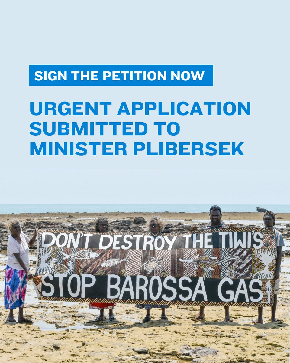 #BREAKING: Tiwi Traditional Owners are urgently calling on @tanya_plibersek to intervene as Santos tries to bulldoze ahead with its offshore Barossa gas project. Sign the petition to help amplify Tiwi voices and stop Santos. 📢 ecnt.org.au/protect_tiwi_s… #ClimateAction