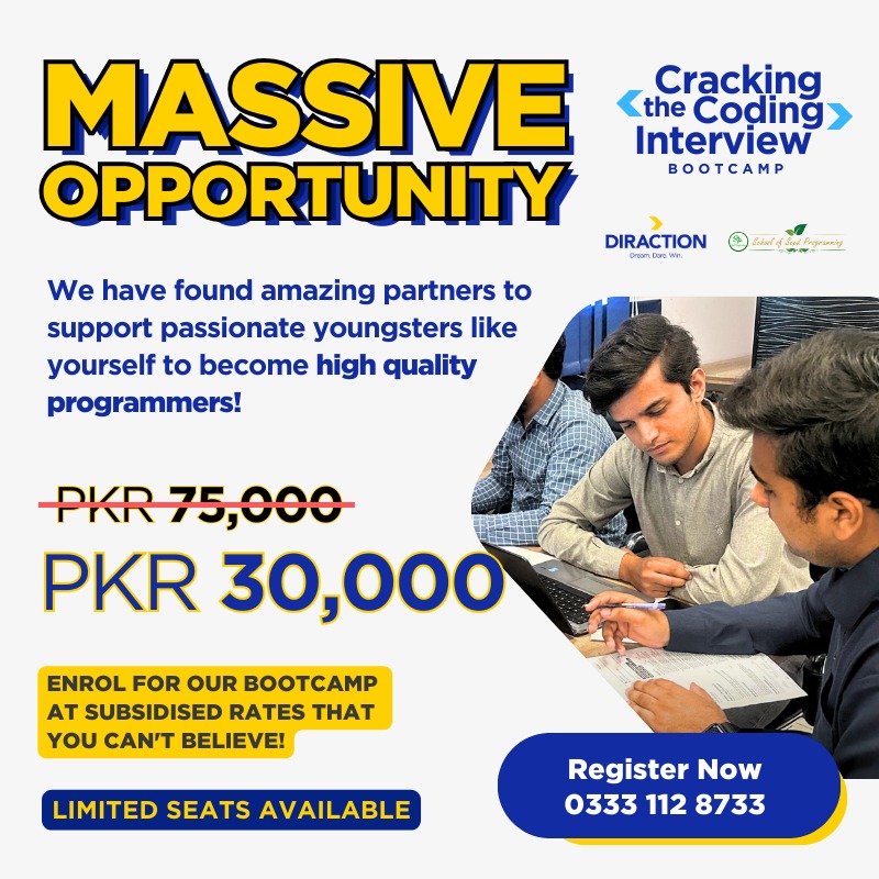This opportunity just got more accessible!

Cracking The Code Interview Bootcamp is open for its next batch.

There are a limited number of discounted seats we can offer so please call 03331128733 for further information or simply apply here: diractionskills.com/full-stack-nin…

Good luck!