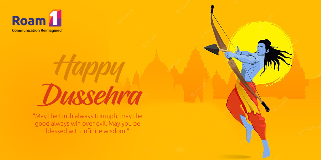 Roam1Telecom's tweet photo. Roaming through the festive vibes of Dussehra, where good prevails and smiles prevail. 🌟 Happy Dussehra from Roam1! 🪔🏹 #Roam1CelebratesDussehra #FestiveVibes https://t.co/KZ877Franl