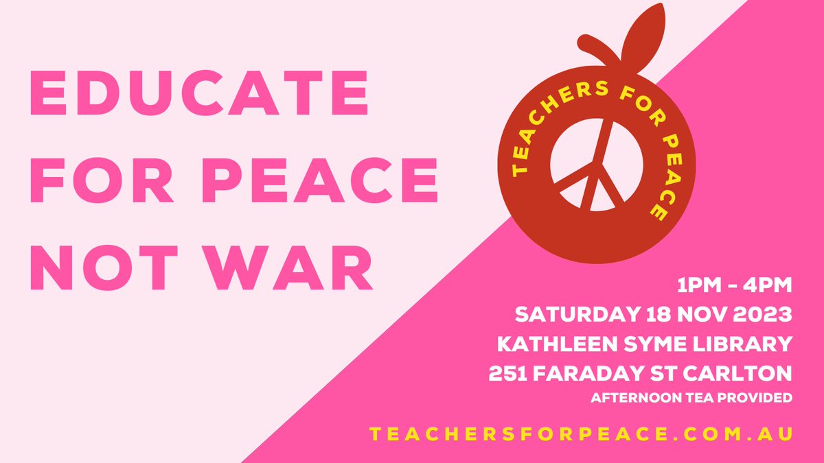 With conflicts raging around the world, education for and about peace is as important as ever. If you're a teacher in Victoria, come along to our info session 18/11/23. Learn more and RSVP at tinyurl.com/bruu37y5 ☮️