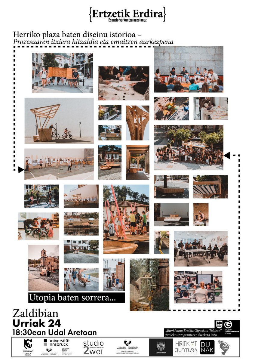 #Ertzetikerdira proiektua ekainean amaitu zen: <a href="/studio_zwei/">Institut für Gestaltung / Studio2</a> , <a href="/uniinnsbruck/">@uniinnsbruck@social.uibk.ac.at</a> , <a href="/upvehu/">UPV/EHU</a> arkitektura sailiarekin batera <a href="/zaldibiaeus/">Zaldibiako Udala</a> plazaren diseinua 2urtez "utopiatik" "utopia konkretura" eramanez.Gaur, espazio diseinua auzolanean istorioa kontatzera goaz! 
<a href="/Udalbiltza/">Udalbiltza</a> <a href="/Gipuzkoa/">Gipuzkoa</a>