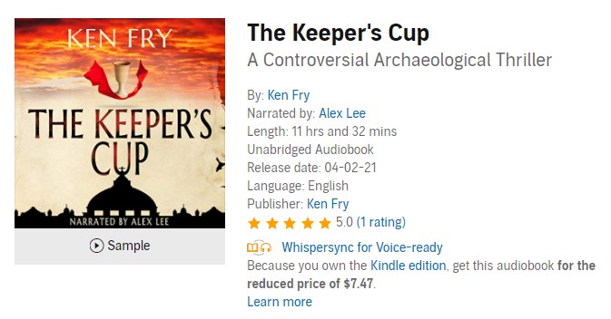 KenFry10's tweet photo. 🎧For fans of The Keeper's Cup... the audiobook is now available on #Audible! Narrated by Alex Lee.
https://t.co/o134PEyy3u 
https://t.co/WBt4kVccb4
Start listening. 😎
#whispersync
#Audiobook #mystery #Gnosticism
Happy listening! https://t.co/kVYemOCVPw