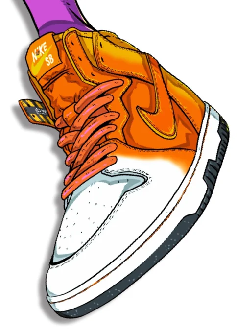 Nike SB Dunk High "Sweet Tooth" 色塗り完了  お菓子のキャンディーコーンをイメージしたハロウィンモデルを 今夜イラストにて公開( *'艸`) #snkrs #dunksb #スニーカーイラスト