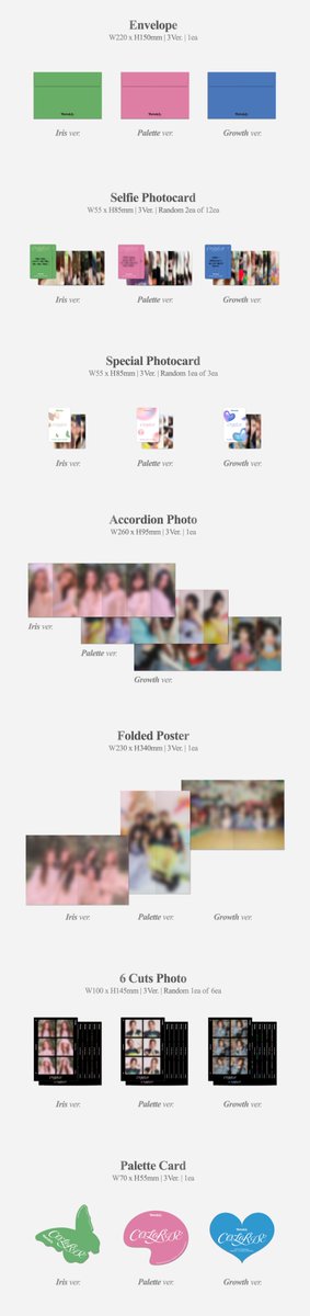 _Weeekly's tweet photo. [#위클리]
Weeekly 5th Mini Album [ColoRise] 
Album Detail Preview
(🌈𝑰𝒓𝒊𝒔 𝒗𝒆𝒓. / 🎨𝑷𝒂𝒍𝒆𝒕𝒕𝒆 𝒗𝒆𝒓. / 🧸𝑮𝒓𝒐𝒘𝒕𝒉 𝒗𝒆𝒓.)

2023.11.01 6PM (KST)

#Weeekly #ColoRise 
#VROOM_VROOM 
#Weeekly5thMiniAlbum https://t.co/UwyPfF5t0S