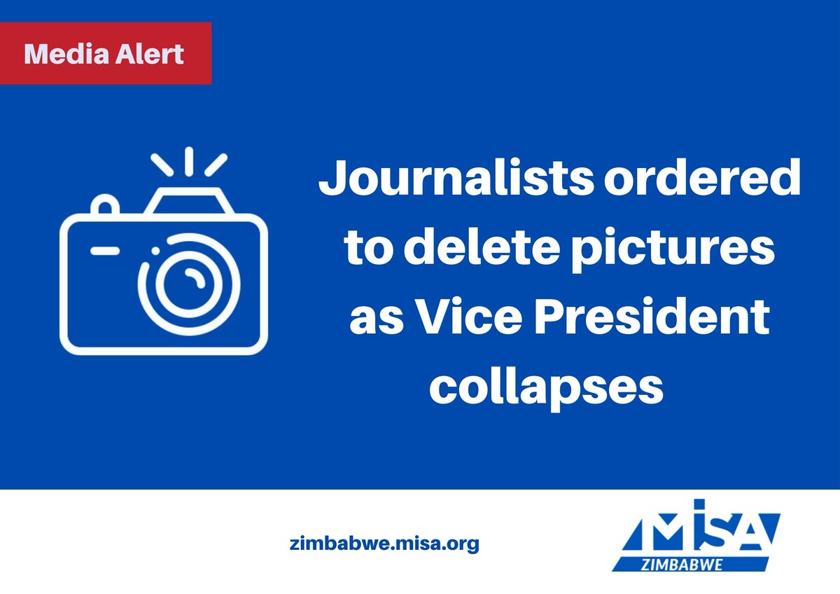 Journalists ordered to delete pictures as Vice President collapses

zimbabwe.misa.org/media_violatio…

#JournalismIsNotACrime