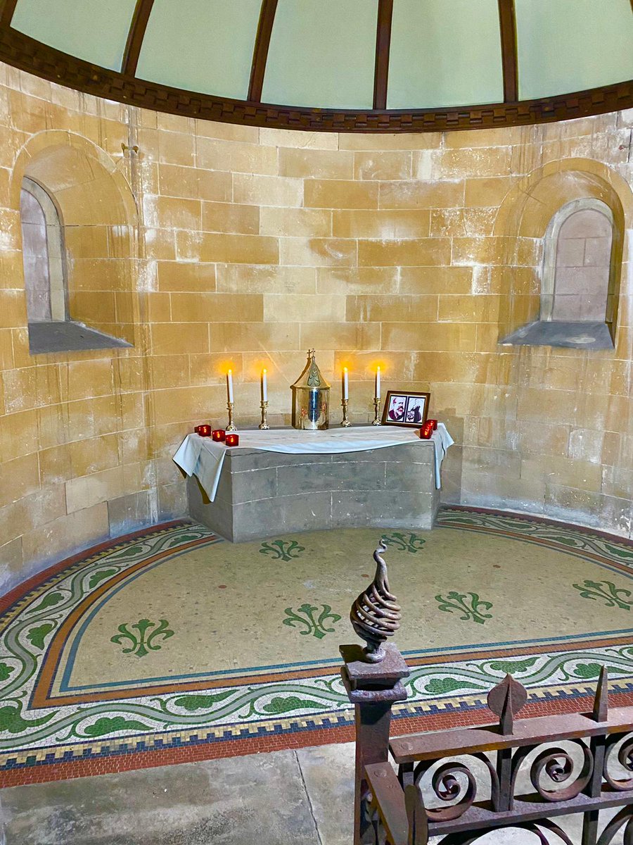 The Scarisbrick Family Mausoleum, Rufford Rd, #Crossens. Built to designs by the renowned local architect Ernest Walter Johnson in Romanesque style between 1899-1901. (EWJ also designed the #Southport lifeboat memorials) #31DaysOfGraves Day 24- Chapel (internal 📸 <a href="/nw_heritage/">NW Heritage</a>)