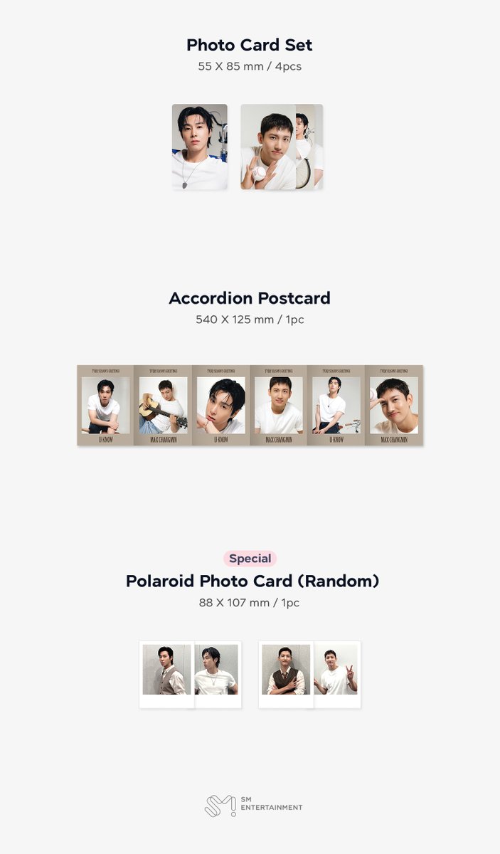 2024 SM ARTIST SEASON’S GREETINGS #TVXQ! [구성 안내] 1. PACKAGE 2. DESK CALENDAR 3. HARD COVER DIARY 4. FOLDED POSTER SET 5. A4 POSTER SET 6. STICKER (LOGO & HANDWRITING) 7. 4 CUT PHOTO 8. PHOTO HOLDER SET 9. PHOTO CARD SET 10. ACCORDION POSTCARD 11. POLAROID PHOTO CARD (RANDOM)…