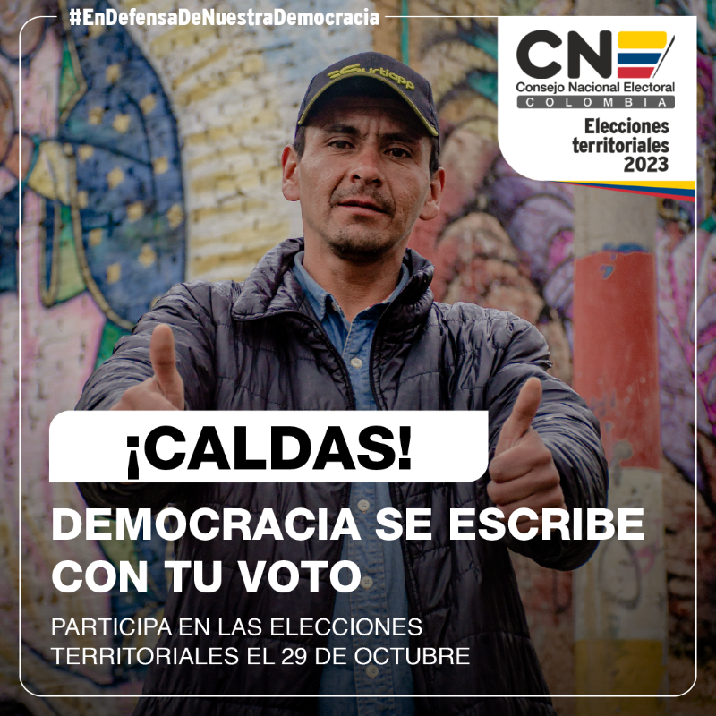 DElectoralesCNE's tweet photo. Caldas, la fecha se acerca. El 29 de octubre participa en las Elecciones Territoriales y asegura que tu voz sea escuchada. #EnDefensaDeNuestraDemocracia #EleccionesTerritoriales2023 #CNEenTerritorio #CuentasClaras