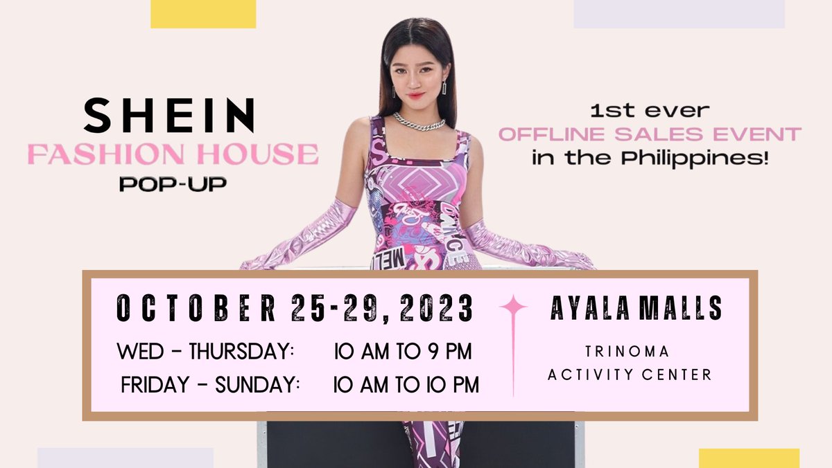 TODBOverseas's tweet photo. Brand Ambassador, Belle Mariano will grace us with her lovely presence at the opening of the FIRST-EVER OFFLINE SALES EVENT in the Philippines 👗👠🛍️

RSVP now!
> https://t.co/tPZPjbXRlS 

#SHEINphpopup #BelleMariano 
#SHEINxBelleMariano #BelleforSHEIN

https://t.co/ug5YljRjJR https://t.co/Oh2SbgG3LU