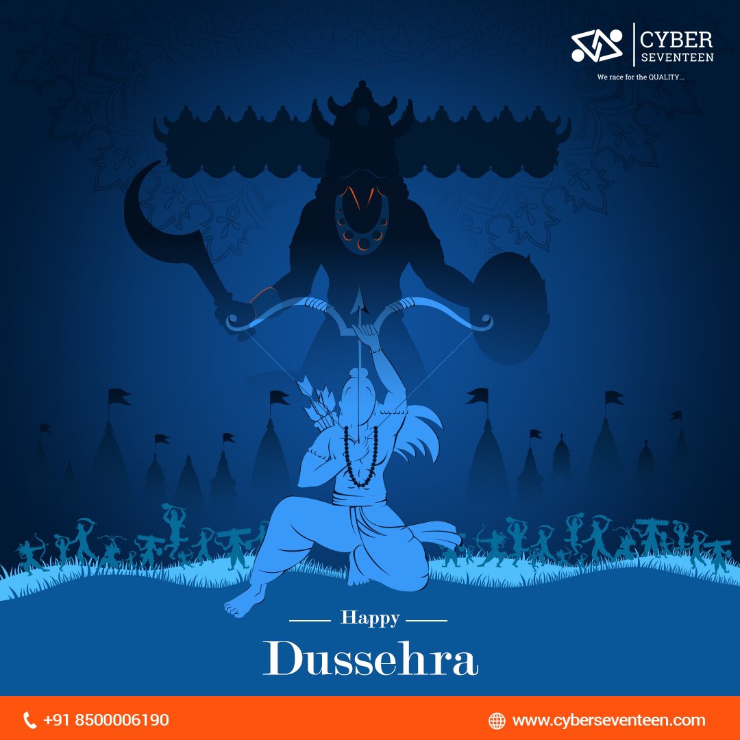 CyberSeventeen's tweet photo. 🌟 Happy Dussehra! 🏹

On this auspicious day, we celebrate the victory of good over evil, light over darkness, and knowledge over ignorance. Wishing you and your loved ones a joyful and blessed Dussehra! 🙏🌼🎆 

#HappyDussehra #VijayaDashami #Dussehra2023 #CyberSeventeen #C17 https://t.co/vbd1Kp20x8