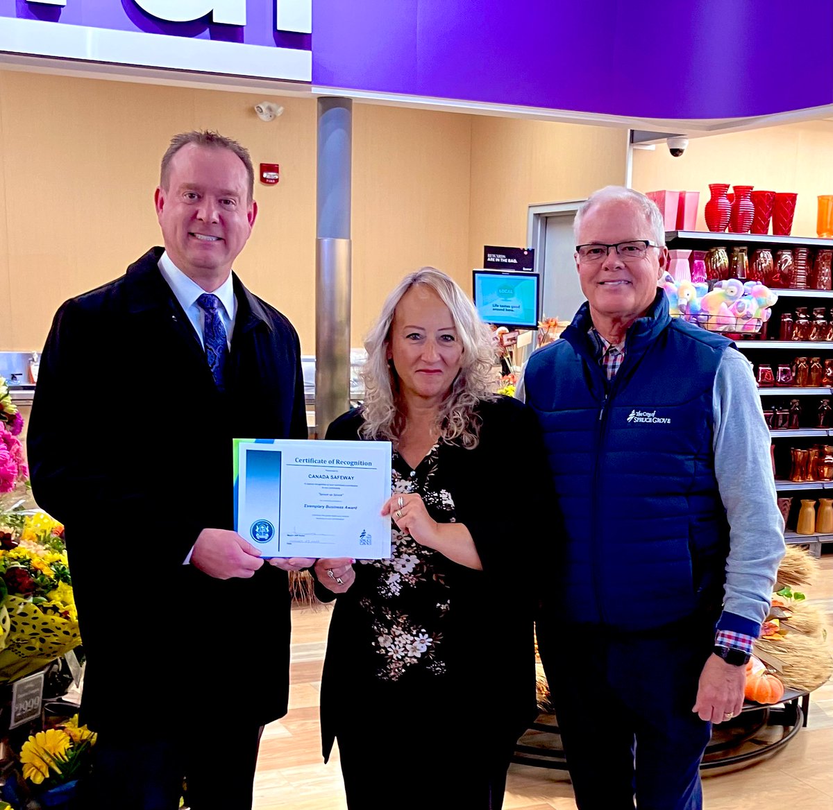 Corporate Citizen “Canada Safeway receives an Exemplary Business Award by “Sprucing up Spruce” with the improvements they have made at their store location on McLeod Ave in Spruce Grove ! Thank you ✅✅ <a href="/jeffacker/">Jeff Acker</a>
