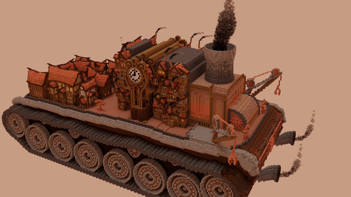 Steampunk goliath Tank Build by Domnius Studios, Credit: <a href="/Not_CXB/">Not CXB</a> #Minecraftbuilds #minecraftbuild #minecraft #render #rendering #map