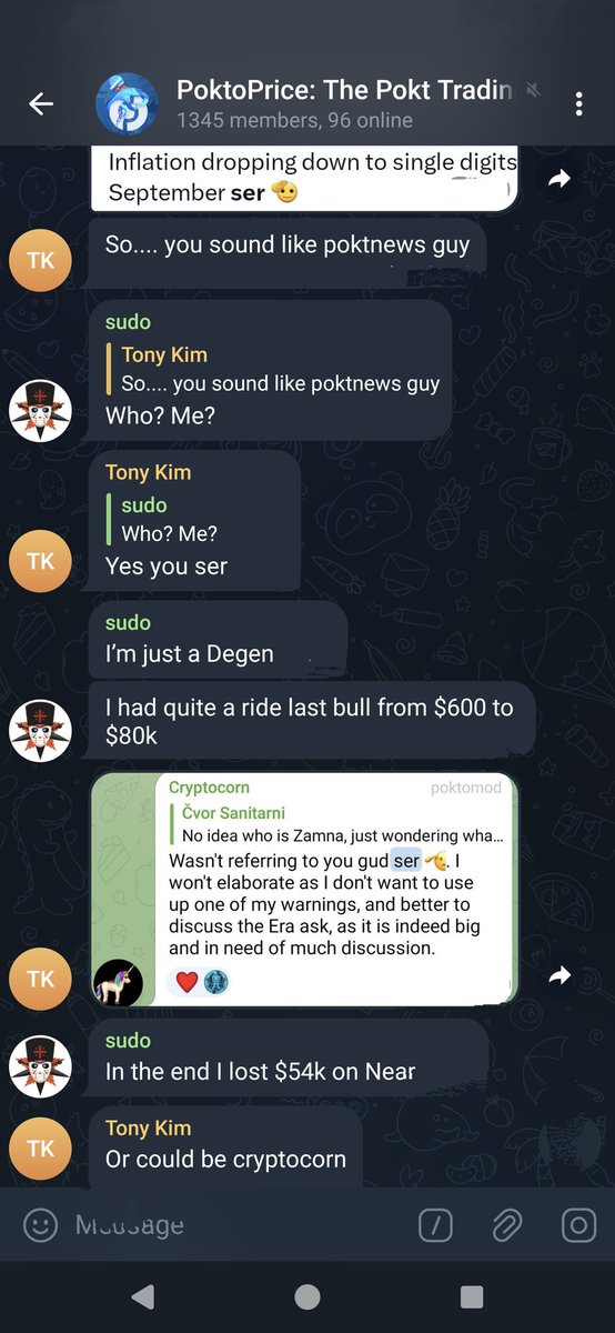 Poktoprice members once again take up the gauntlet to find out the true identity of <a href="/PoktNews/">Pokt News</a> 🔎. 
Tony first thinks it might be Sudo, given his use of 'ser', but then switches his suspicions to <a href="/CryptoMint4/">Cryptocorn 🦄</a> . <a href="/blade_nd/">Erick</a> adds gravitas.

Who are thou, PoktNews?