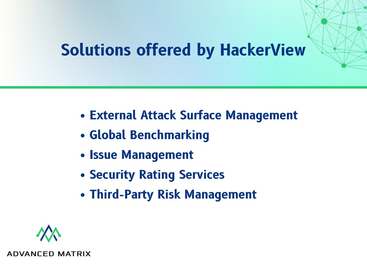 AdvancedMatrix_'s tweet image. Solutions offered by HackerView Platform 

Contact us for more: +966138821464  

#cyber #cybersecurity #infosec #hack #phishing #HackerView #cybercrime #organizations