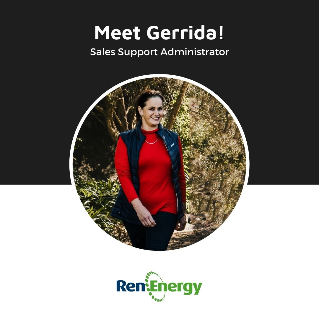 Meet Gerrida Nell, our Sales Support Administrator, with over 25 years of professional expertise in various industries. “The fast pace of life and evolving technologies make it critical to grow and adapt to change.”

#RenEnergy #RenPowerPeople #ElectrifyingChange #ZohoAfrica