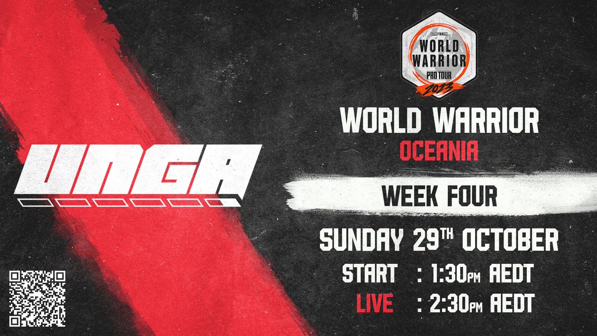 OCE's finest are still fighting for a spot at Capcom Cup X.
Feat. <a href="/FreeserFGC/">Freeser</a>, <a href="/RoF_uu/">RoF</a> and <a href="/Travis_Styles_/">Travis Styles</a>!

#SF6
World Warrior 2023 - Oceania 4 🏆 
Sunday, 29th October

Tournament start: 1:30pm AEDT
Live on twitch.tv/ungadownunder, 2:30pm AEDT

Registration details below ⬇️