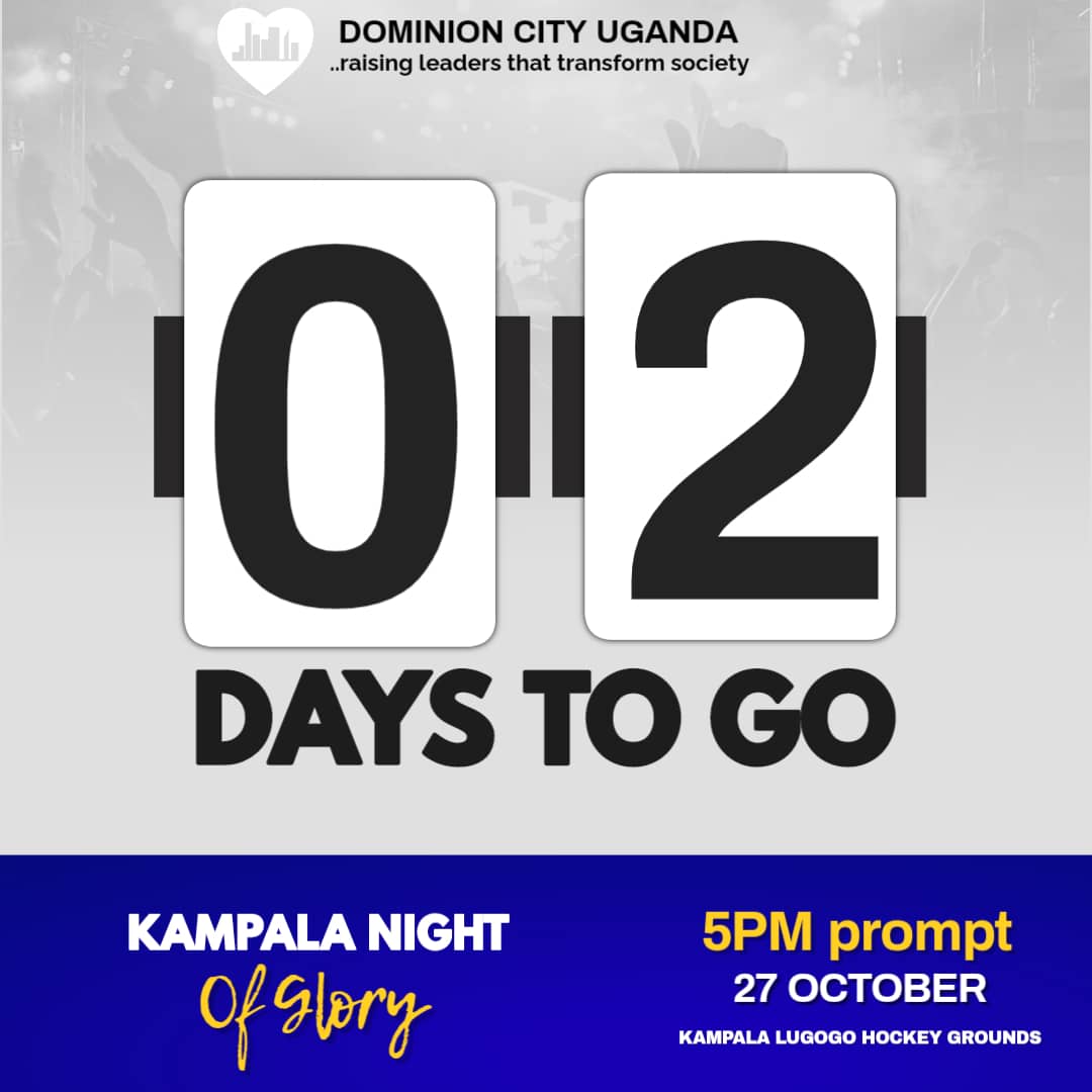 It's just two days left to the long awaited program in Uganda🇺🇬
KAMPALA NIGHT OF GLORY 
POV: Friday, 27th October at Lugogo Hockey Grounds 5pm.
See you there.   Sound the alarm
#dominioncity #pastordavidogbueli #nightofglory #uganda #healings #miracles #signsandwonders