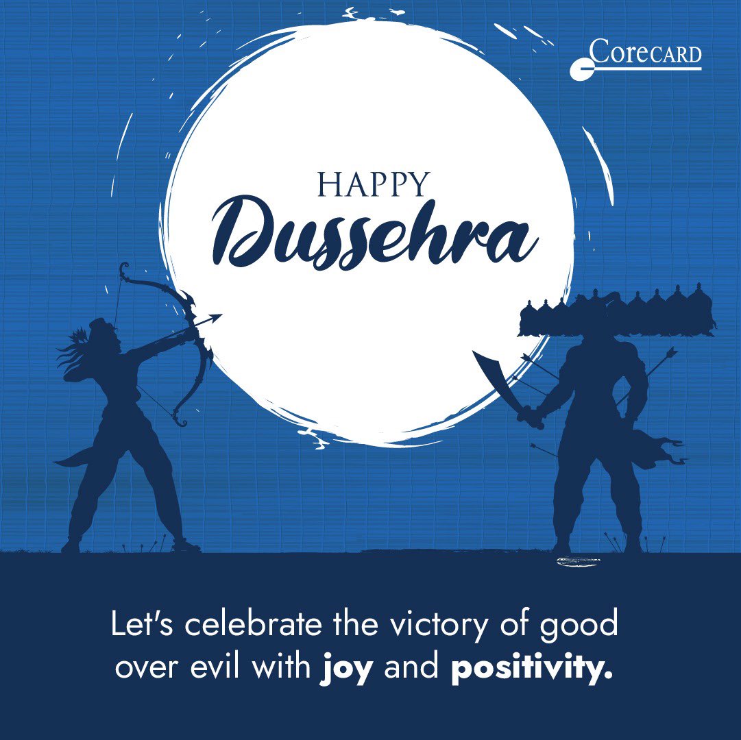 CorecardIn's tweet image. CoreCard wishes you a joyous Dussehra! May the core ideals of this festival inspire your journey to prosperity.

#CorecardIndia #happydussehra #greetings #wishes #core #team #celebration