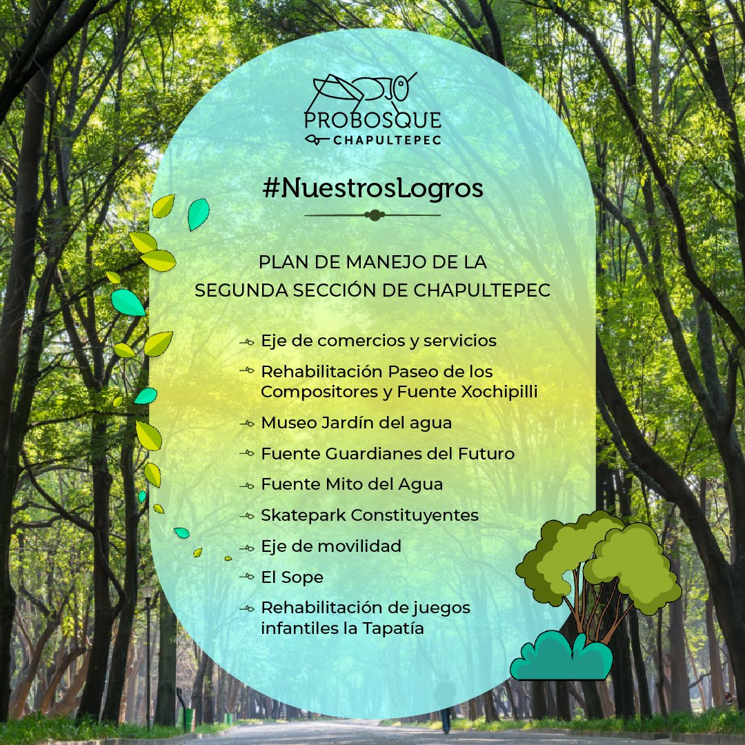ProChapultepec's tweet photo. Entre el 2008 y el 2012 se llevó a cabo el Plan de Manejo de la Segunda Sección de Chapultepec. Parte de #NuestrosLogros hicieron que el Bosque de Chapultepec se mantenga más verde. ¡Conócelos!

#MesDeLosParques #ActivandoMiParque https://t.co/aIhGrGE7vg