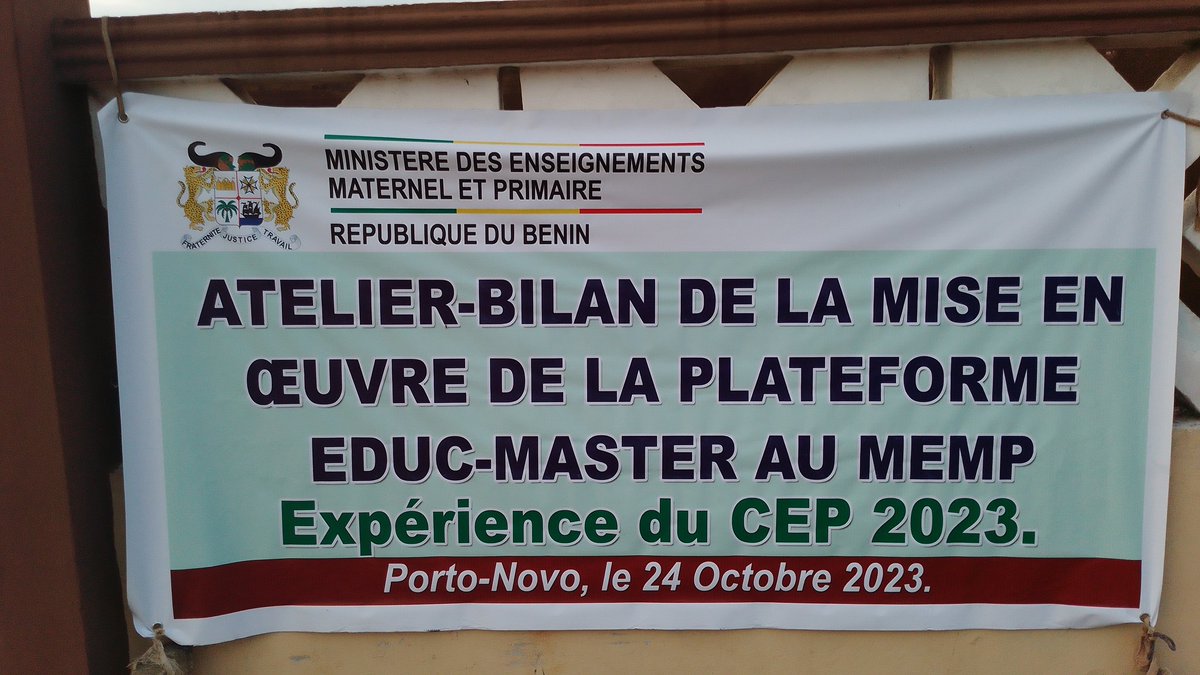 actionsMempBj's tweet photo. 📝📚🎓 Après son expérimentation à l'examen du #CEP2023, la #plateforme #EDUCMASTER fait l'objet d'un atelier-bilan de sa mise en œuvre au niveau du sous-secteur des Enseignements Maternel et Primaire. Sous la conduite du Ministre SEM @KarimouSMEMP, les (...)

#EducationForAll https://t.co/3cRuz5PWfu