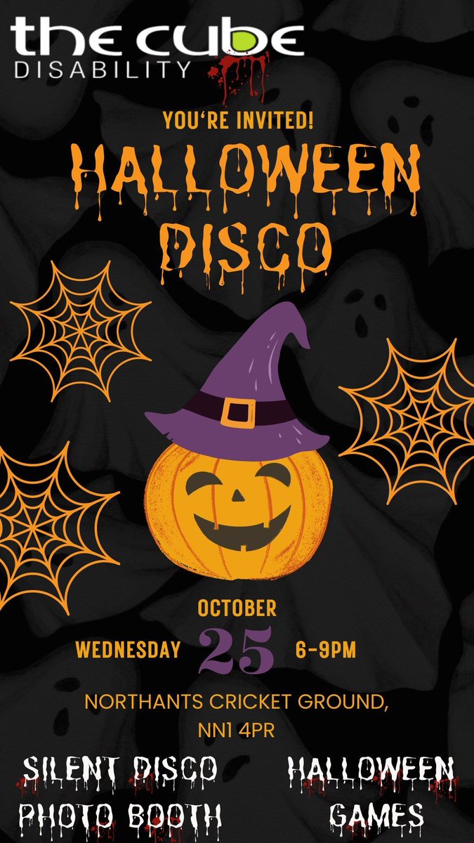 Tomorrow (Wednesday) Time: 6pm-9pm Have a boogie at @CubeDisability's SEND Halloween Disco at The County Cricket Ground, Northampton More details: buff.ly/3M8Oi3R